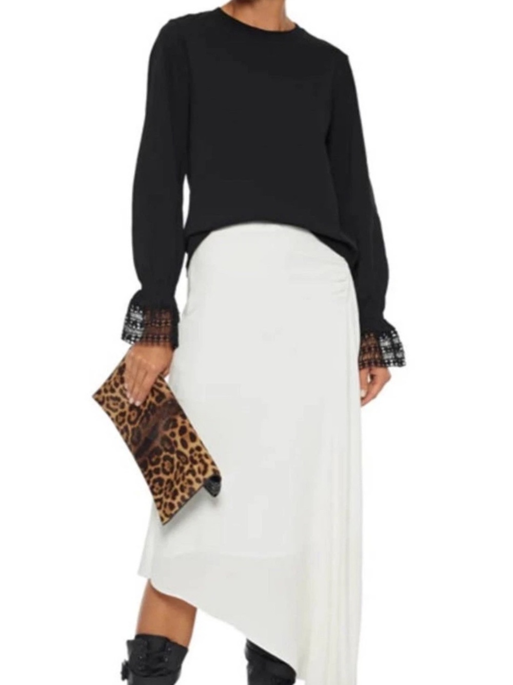 SEE BY CHLOE Embellished Long Sleeve Cotton Top Blouse